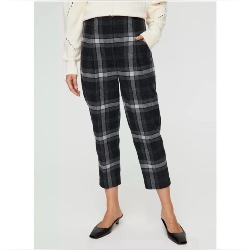 Aritzia Wilfred Chambery Check Pant Wool Cashmere Size 2 ankle dress office